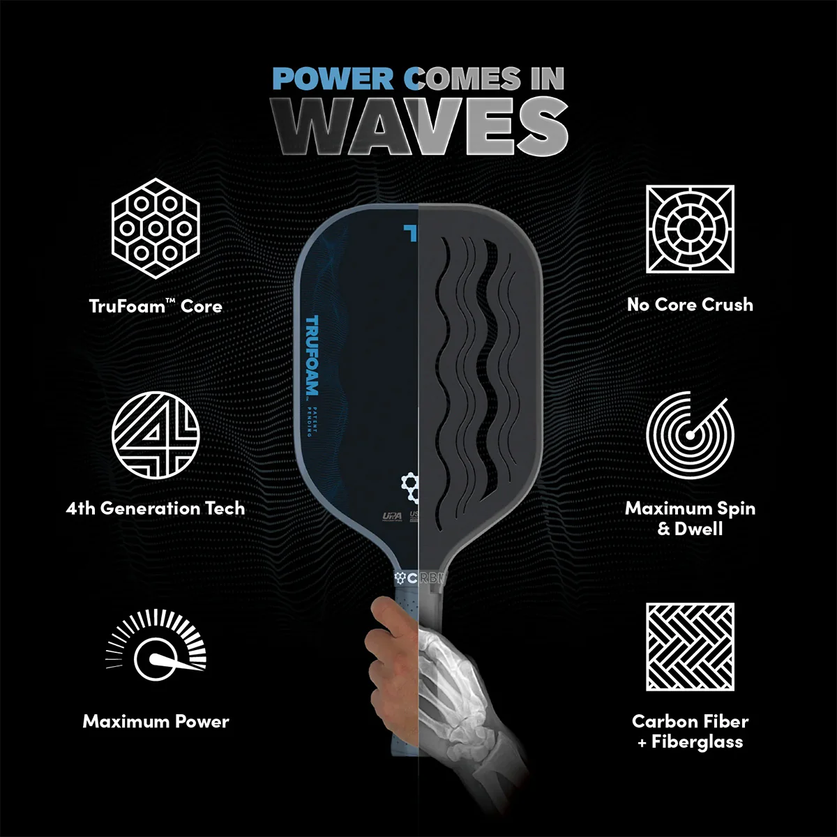 CRBN 2 TruFoam Waves Pickleball Paddle - Image 11