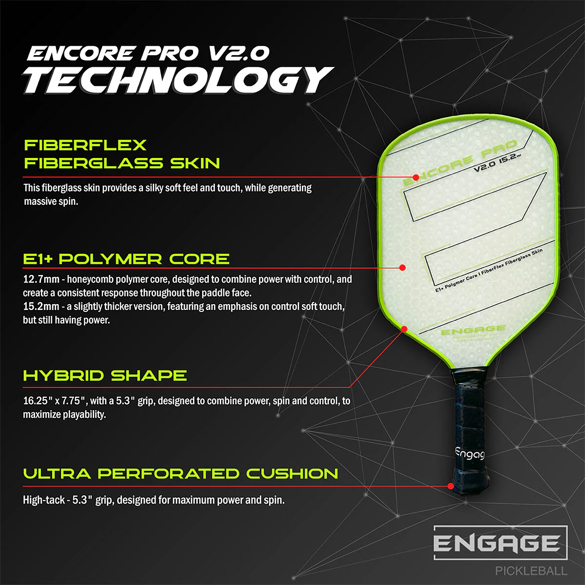 Engage Encore Pro v2.0 15.2mm Pickleball Paddle - Image 4