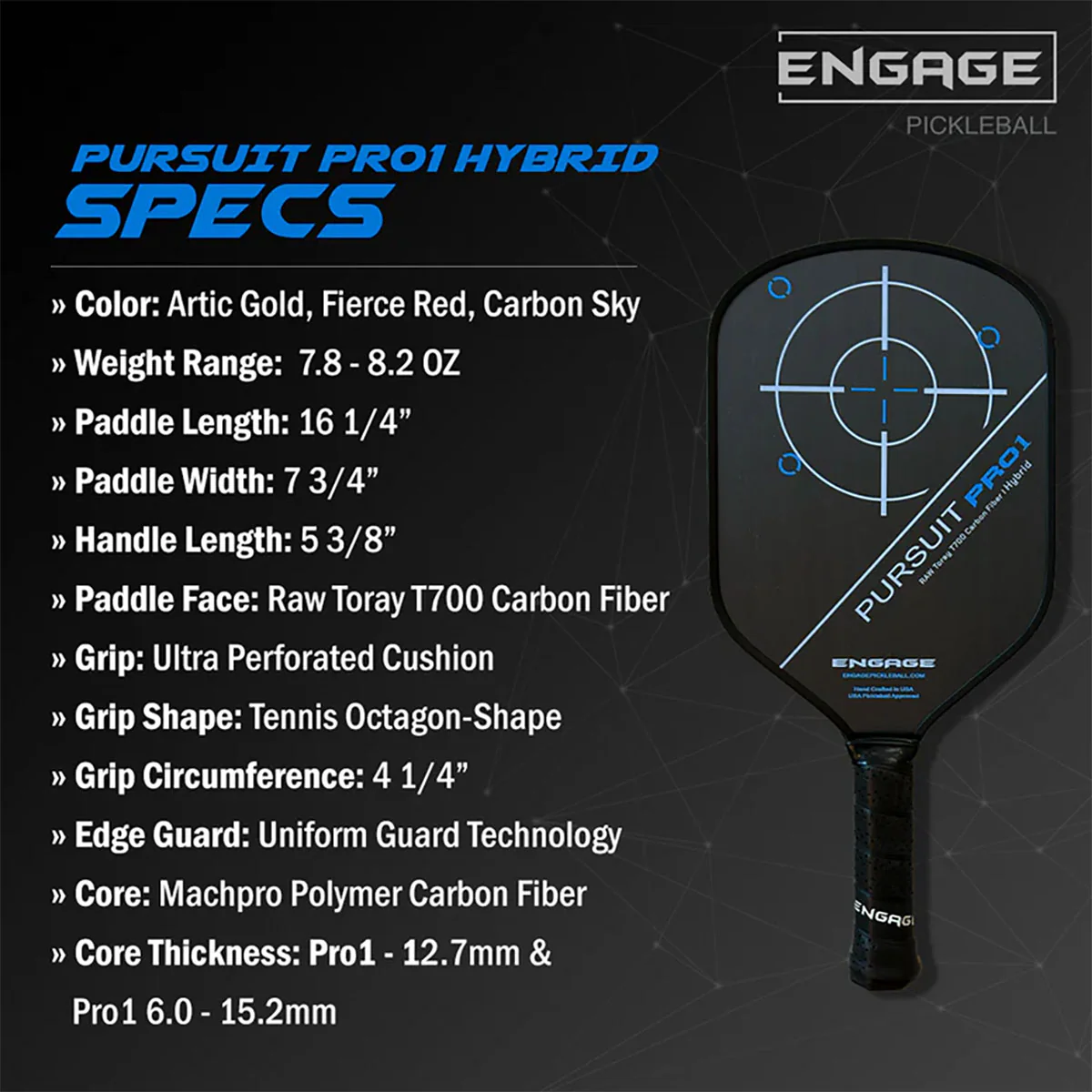 Engage Pursuit Pro1 6.0 Hybrid Pickleball Paddle - Image 5