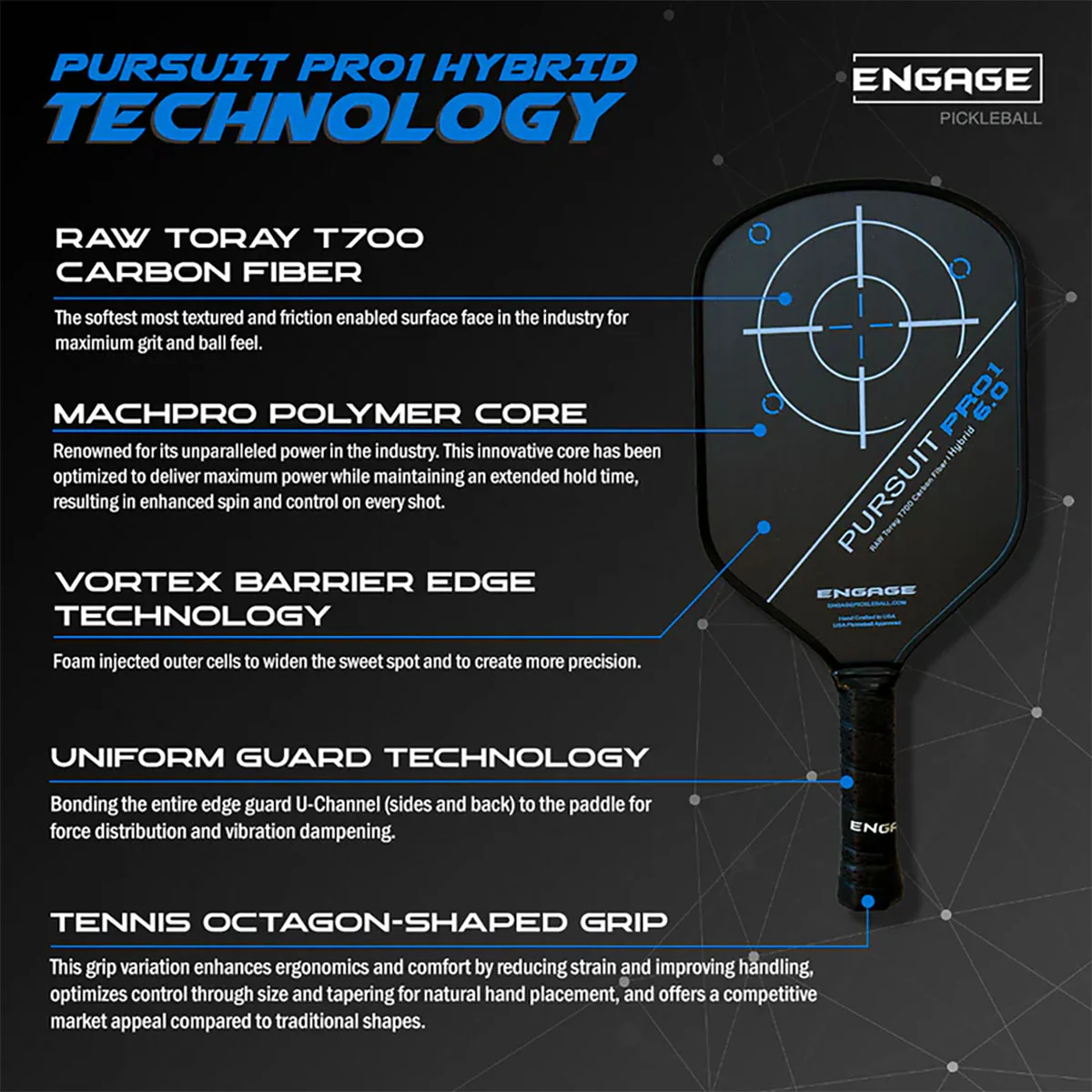 Engage Pursuit Pro1 Hybrid Pickleball Paddle - Image 9