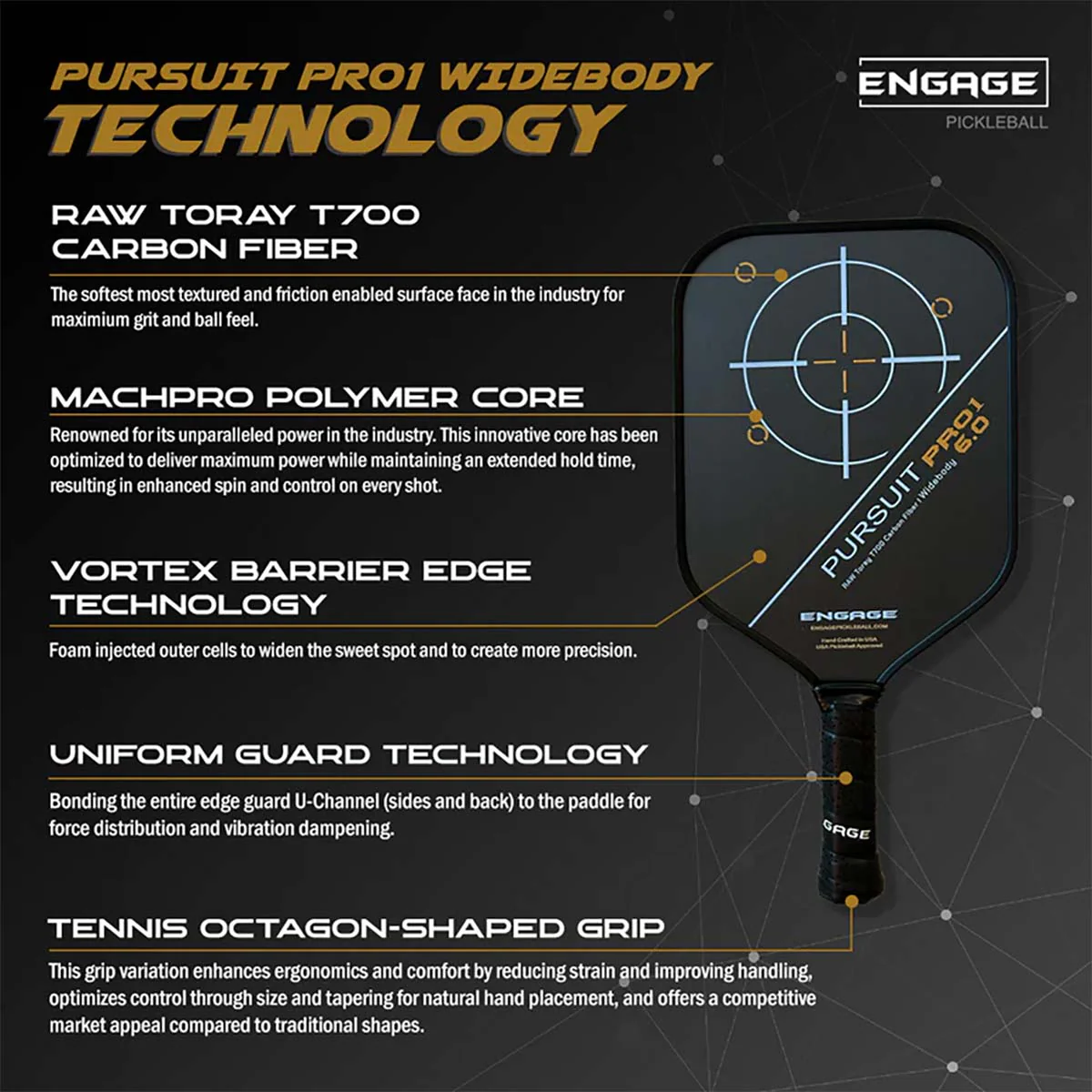 Engage Pursuit Pro1 Widebody Pickleball Paddle - Image 8