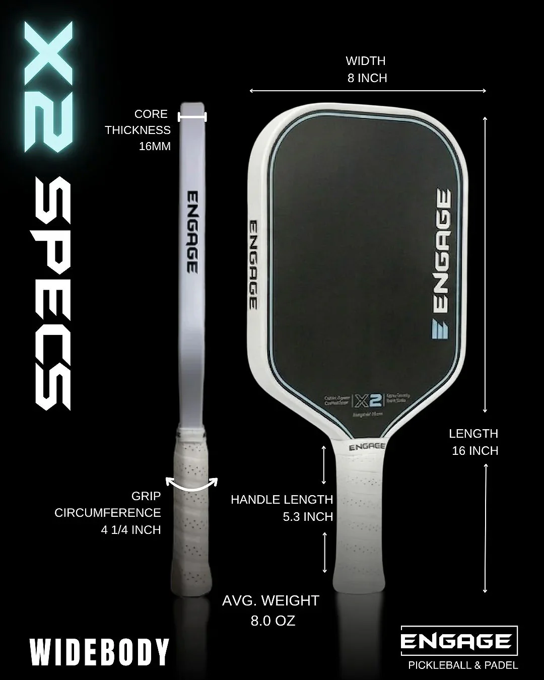 Engage X2 Widebody Pickleball Paddle - Image 5