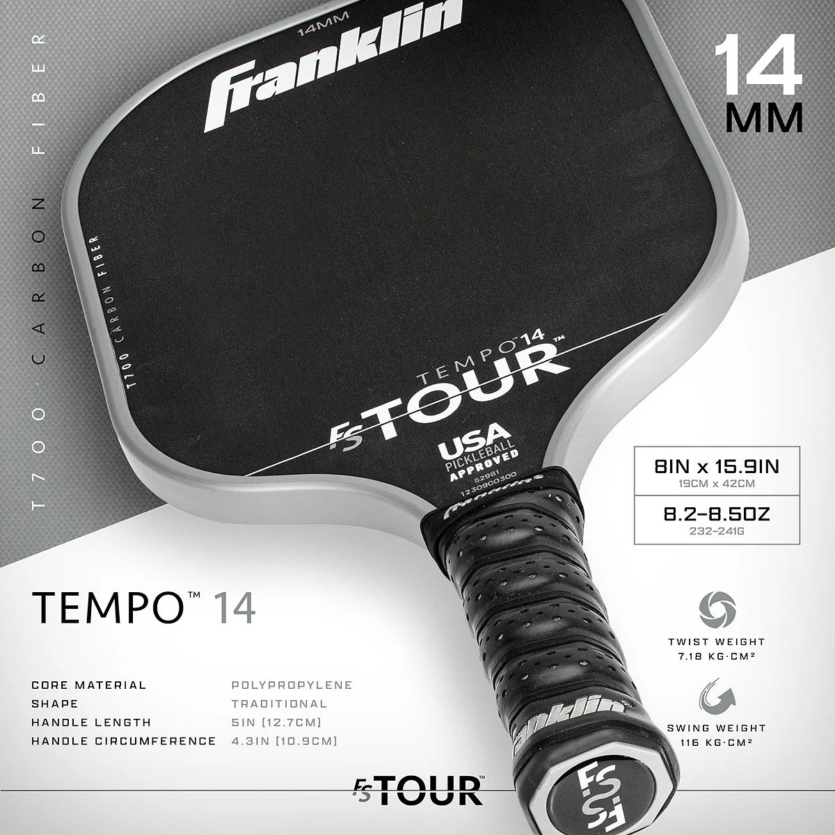 Franklin FS Tour Tempo 14mm Pickleball Paddle - Image 5