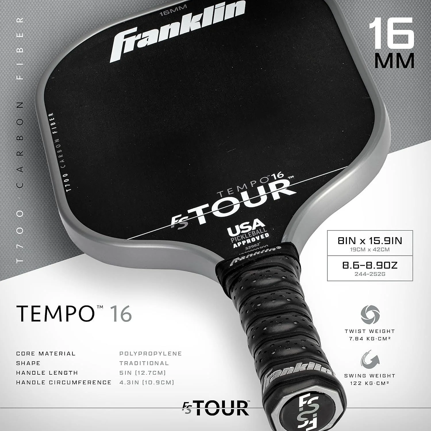 Franklin FS Tour Tempo 16mm Pickleball Paddle - Image 7