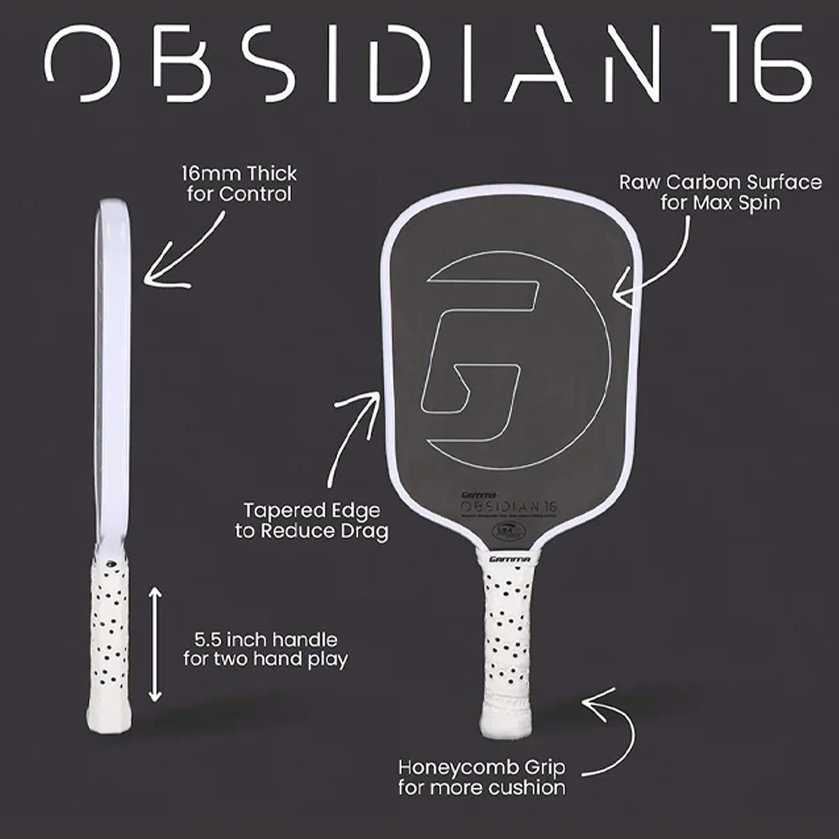 GAMMA RCF Obsidian 16mm Pickleball Paddle - Image 4