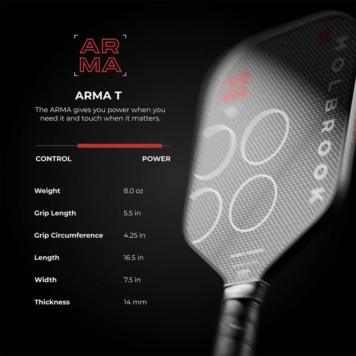 Holbrook Arma T Metallic 14mm Elongated Pickleball Paddle - Image 7