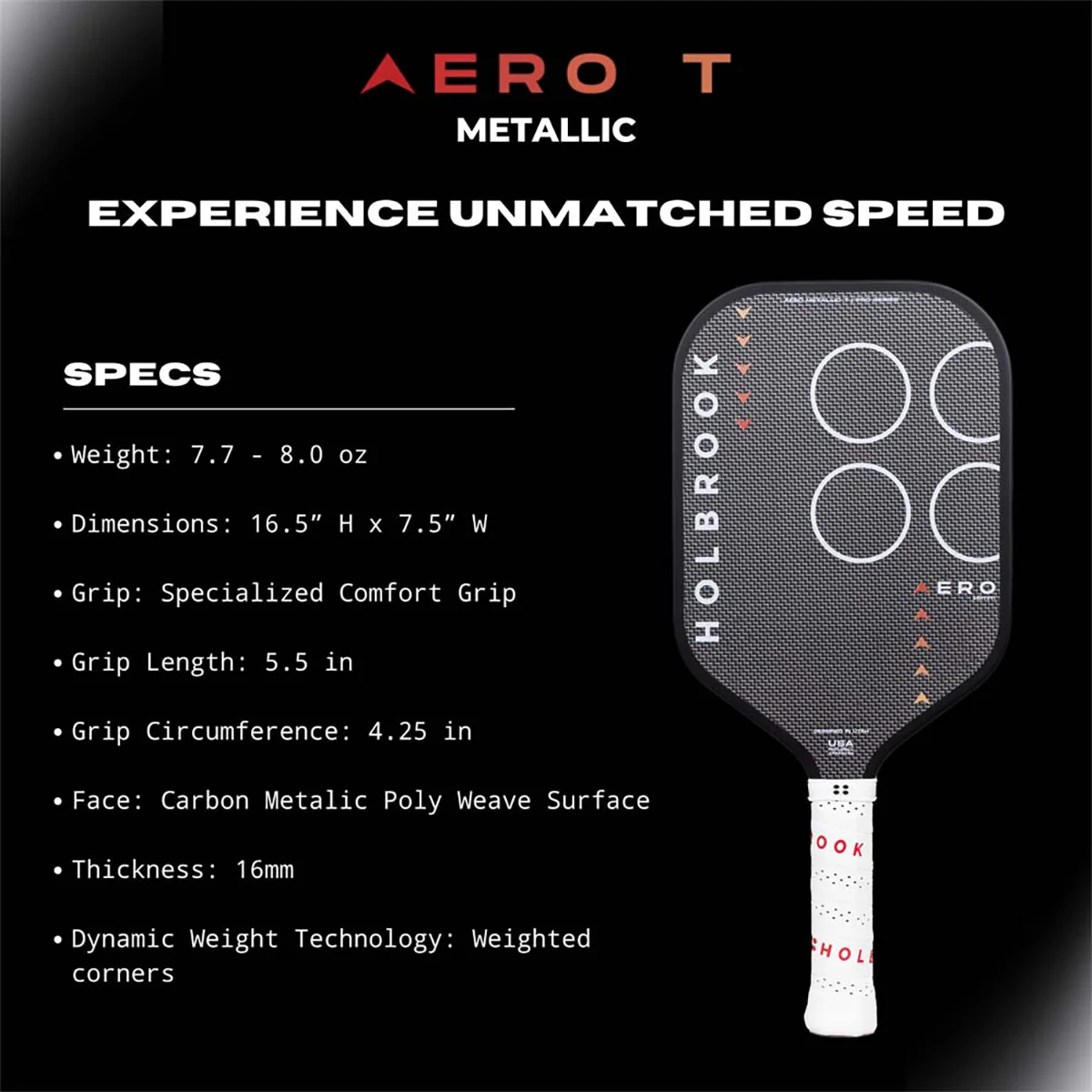 Holbrook Aero T Metallic 16mm Pickleball Paddle - Image 6