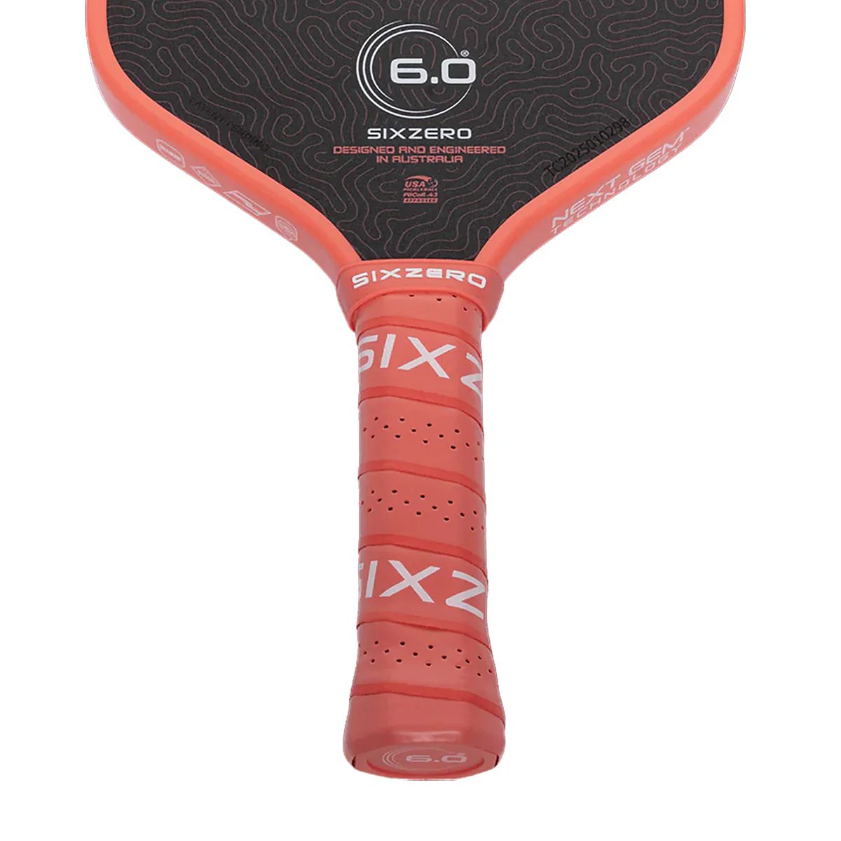 Six Zero Coral Elongated Pickleball Paddle - Image 4