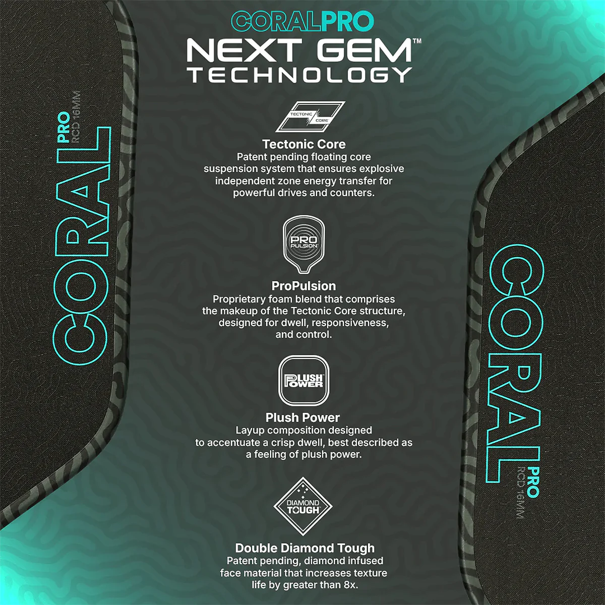 Six Zero Coral Pro 16mm Widebody Pickleball Paddle - Image 7